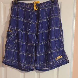 Men's Blue Plaid Swim Trunks